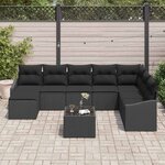 vidaXL Ensemble de Canapés avec coussin 9 Pièces Noir polyrotin