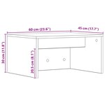 vidaXL Bureau mural Chêne fumé 60 x 45 x 30 cm Bois d'ingénierie