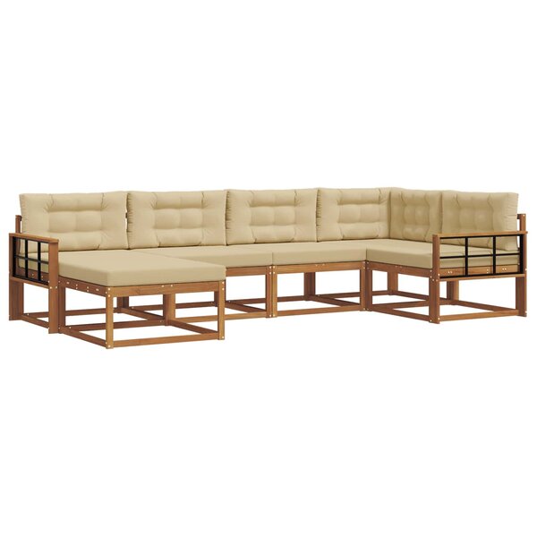 vidaXL Ensemble de canapés d'extérieur 6 pc Naturel et Beige