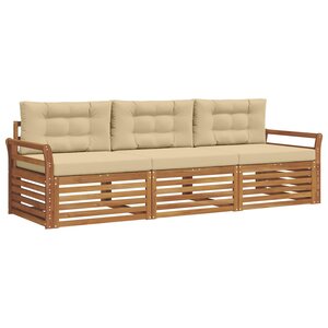 vidaXL Ensemble de canapés d'extérieur 3 pc Naturel et Beige