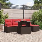vidaXL Ensemble de canapé de jardin 6 Pièces Marron et rouge polyrotin