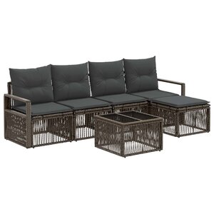 vidaXL Ensemble de canapé de jardin 6 Pièces Gris polyrotin