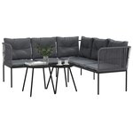 vidaXL Ensemble de canapés de jardin et coussins noir acier textilène