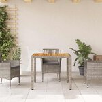 vidaXL Table de jardin et dessus en bois d'acacia gris résine tressée