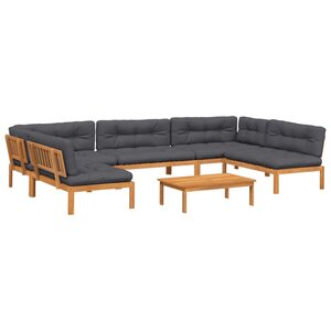 vidaXL Salon palette de jardin avec coussins 6Pièces bois d'acacia massif