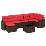 vidaXL Salon de jardin 8 Pièces avec coussins marron résine tressée