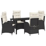 vidaXL Ensemble de salle à manger de jardin 5 pièces avec coussins en poly rattan noir