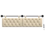 vidaXL Tête de lit suspendue Avec lumière LED Crème Tissu