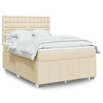 vidaXL Sommier à lattes de lit avec matelas Crème 160x200 cm Tissu