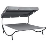 vidaXL Lit de repos d'extérieur avec auvent Gris