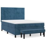 vidaXL Sommier à lattes de lit et matelas Bleu foncé 140x190cm Velours