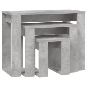 vidaXL Tables gigognes 3 Pièces Gris béton Bois d'ingénierie