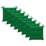 vidaXL Chaises de jardin et coussins vert lot de 8 Bois de teck massif