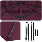 vidaXL Parasol cantilever Roma Bordeaux 286x285x265 cm en alu