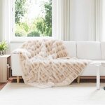 vidaXL Couverture en Fourrure de Lapin Synthétique Beige 150 x 220 cm