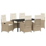 vidaXL Ensemble de salle à manger de jardin 7 pièces avec coussins Beige Poly Rattan