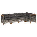 vidaXL Salon de jardin 5 Pièces avec coussins gris résine tressée