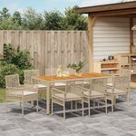 vidaXL Ensemble de salle à manger pour jardin 9 Pièces Beige Poly rotin