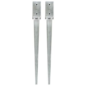 vidaXL Piquets au sol 2 Pièces Argenté 7x7x75 cm Acier galvanisé