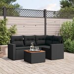 vidaXL Salon de jardin 5 Pièces avec coussins noir résine tressée