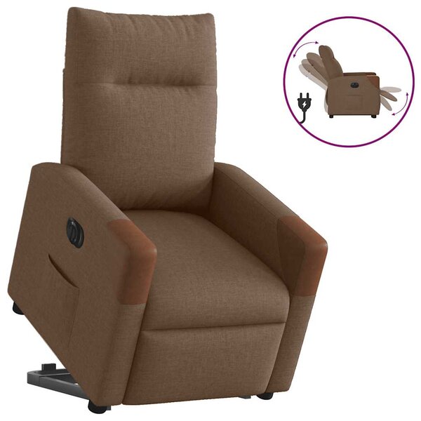 vidaXL Fauteuil inclinable électrique marron tissu
