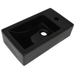 vidaXL Vasque avec trou de robinet Céramique Noir 46 x 25 5 x 12 cm