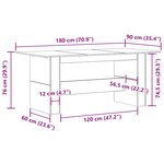 vidaXL Table à manger vieux bois 180x90x76 cm bois d'ingénierie
