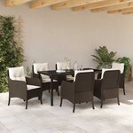 vidaXL Ensemble de salle à manger pour jardin 7 Pièces Marron Poly rotin