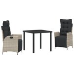 vidaXL Ensemble de salle à manger de jardin 3 pièces Gris clair Poly Rattan