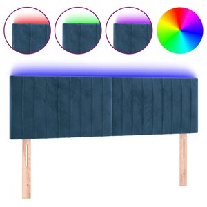 vidaXL Tête de lit à LED Bleu foncé 144x5x78/88 cm Velours
