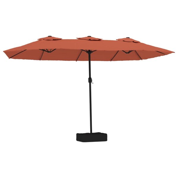 vidaXL Parasol de jardin à double tête avec LED terre cuite 449x265 cm