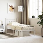 vidaXL Cadre de lit métal sans matelas avec tête de lit blanc 75x190cm