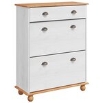 vidaXL Cabinet à chaussures ASKIM Blanc 85x35x108 cm Bois massif pin