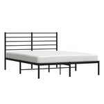 vidaXL Cadre de lit métal avec tête de lit noir 140x190 cm