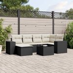 vidaXL Salon de jardin 7 Pièces avec coussins noir résine tressée