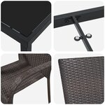 vidaXL Ensemble de repas de jardin 7 pièces Marron en Rotin Poly