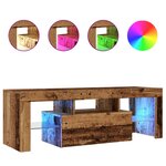 vidaXL Meuble TV avec lumières LED vieux bois bois d'ingénierie