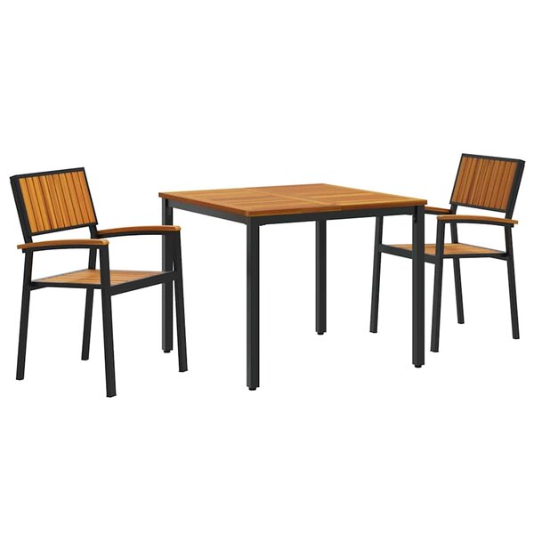 vidaXL Ensemble de salle à manger pour jardin 3 Pièces Noir et marron