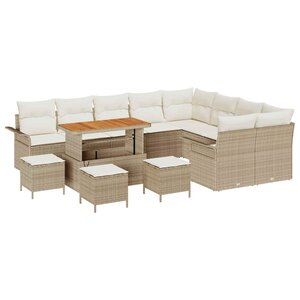 vidaXL Ensemble de canapé de jardin 13 Pièces Beige polyrotin