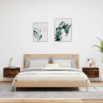 vidaXL Tables de chevet murales avec lumières LED 2 Pièces chêne fumé