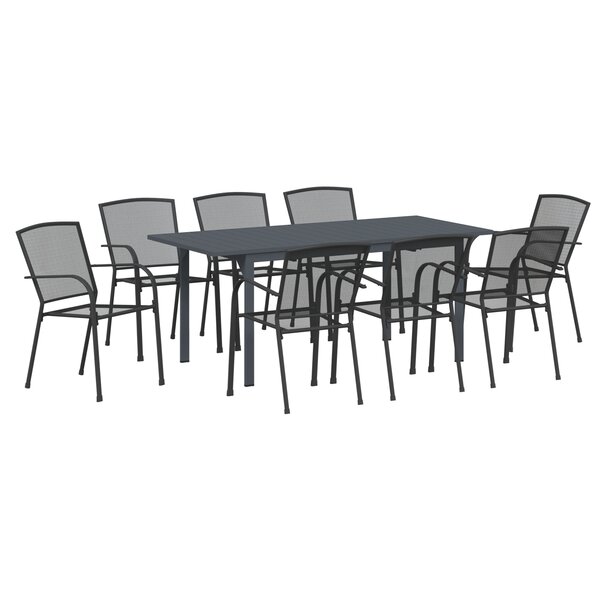 vidaXL Ensemble de salle à manger de jardin 9 pièces en acier anthracite