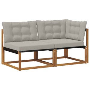 vidaXL Canapé d’extérieur milieu et coin avec coussin 2 Pièce Naturel