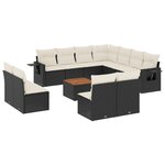 vidaXL Salon de jardin 12 Pièces avec coussins noir résine tressée