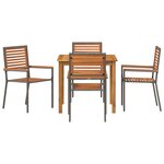 Ensemble de salle à manger de jardin 5 pièces vidaXL Gris Poly Rattan Acacia
