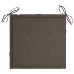 vidaXL Chaises de jardin lot de 2 et coussins taupe Bois teck massif