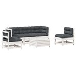 vidaXL Salon de jardin avec coussins 6 Pièces blanc bois de pin massif