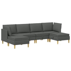 vidaXL Canapé modulaire avec rangement 6 Pièces Gris foncé Tissu