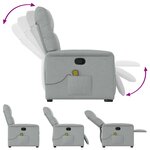 vidaXL Fauteuil de massage inclinable Gris clair Tissu