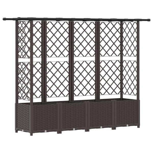 vidaXL Lit Élevé avec Treillis et Toit Marron 202 x 40 x 136 cm PP