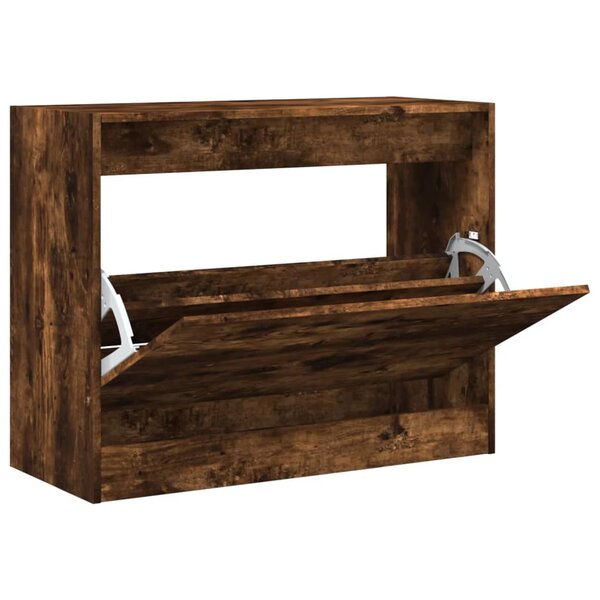 vidaXL Armoire à chaussures chêne fumé 80x34x63 cm bois d'ingénierie